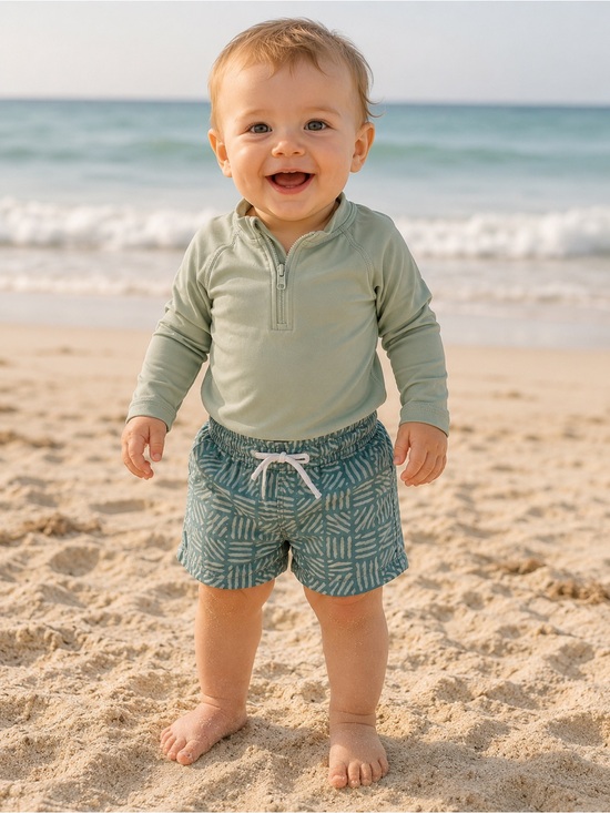 Carter's Other - Swim Rash Guard and Swim Shorts Set - Sage Green